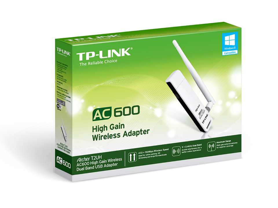 Amazon Com Tp Link Ac600 High Gain Dual Band Usb Wireless Wifi Network Adapter For Pc And Laptops Archer T2uh White Computers Accessories