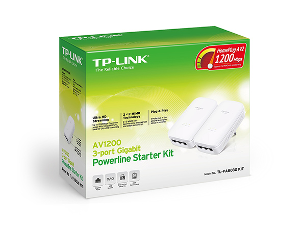 Powerline Adapter 1200 Mbit / s mit PoE-Funktion + Base Homeplug (3-phasig)  