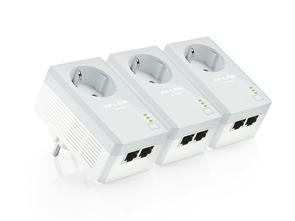 Kit de 3 adaptateurs CPL AV500 2 ports Ethernet avec prise gigogne 1