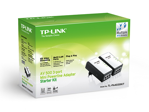 TL-PA4030KIT, Starter Kit Powerline AV500 con 3 porte Ethernet