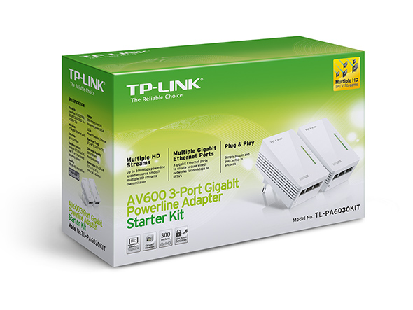 TL-PA6030KIT, AV600 3-Port Gigabit Powerline Adapter Starter Kit