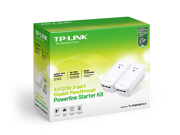 TL-PA8030P KIT | AV1300 3-Port Gigabit Passthrough Powerline