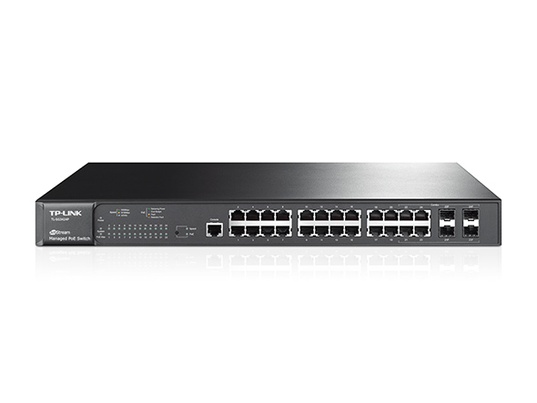 Switch JetStream™ administrable niveau 2 24 ports Gigabit PoE avec 4 emplacements combinés SFP 1