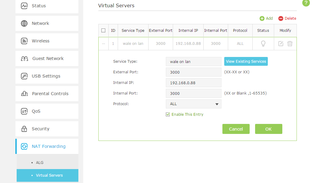 wakeonlan specify interface