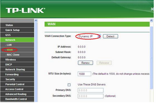 tp link router configuration page