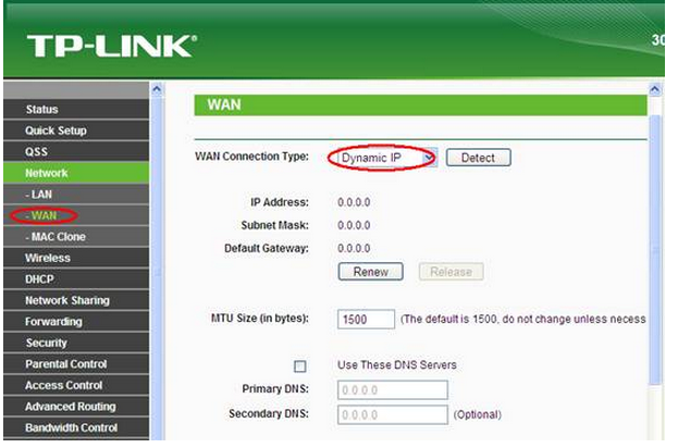 Configuration d'un routeur TP-Link interface Bleu 