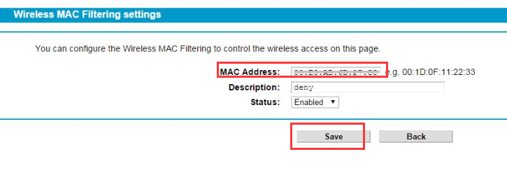 technicolor mac address filtering