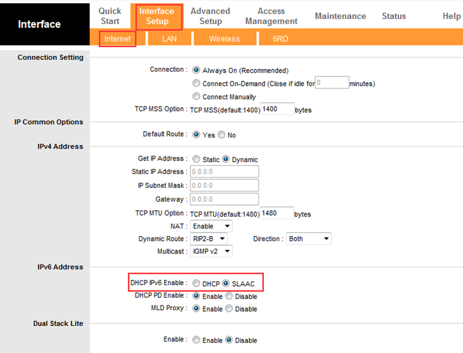 How To Configure Ipv6 Settings On Td 8816 V8 Td 8817 V8 Td W8151n V4 Td W8901n V2 Td W8951nd V6 Tp Link