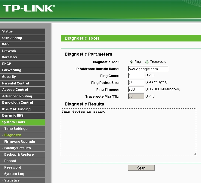 How to confirm whether the router is connected to internet through  Diagnostic function