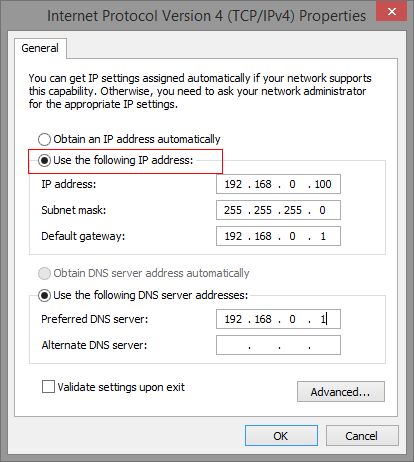 how to set ip address manually