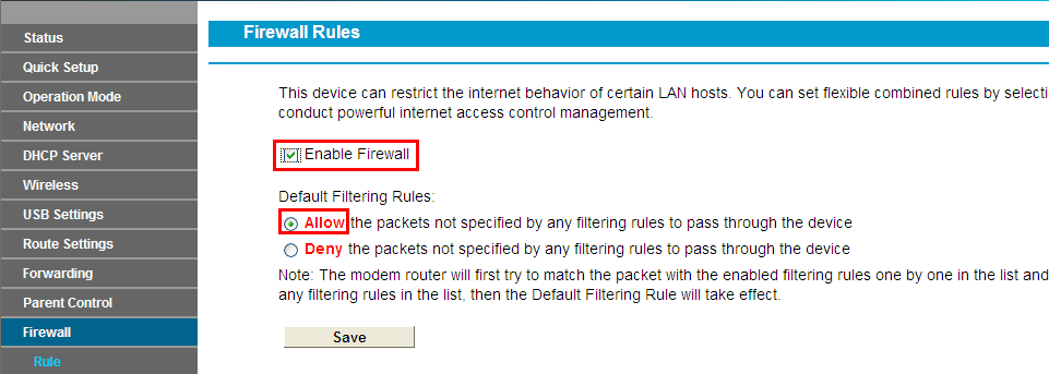 Настройка firewall tp link