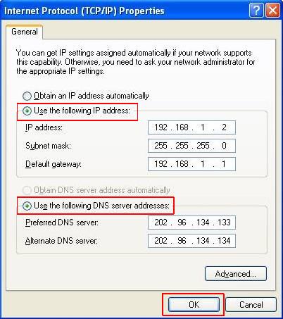 dns default primary ip tcp properties windows xp lan vista route tp link gateway address server static configure same configuration