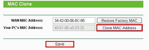 which mac address is for the xfinity internet modem