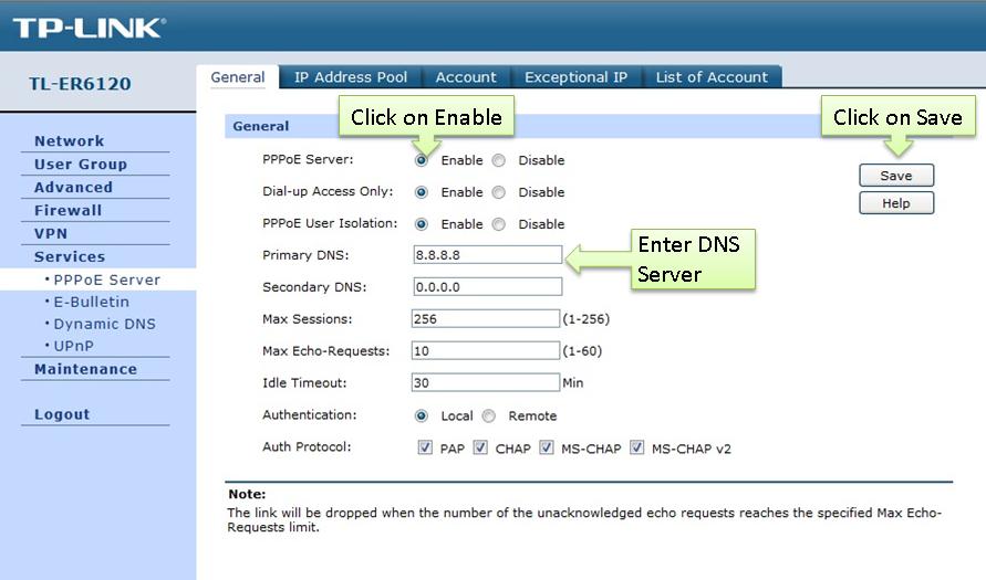 How to configure a PPPoE Server on TP-Link Router