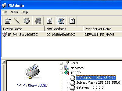 find mac address of printer on print server