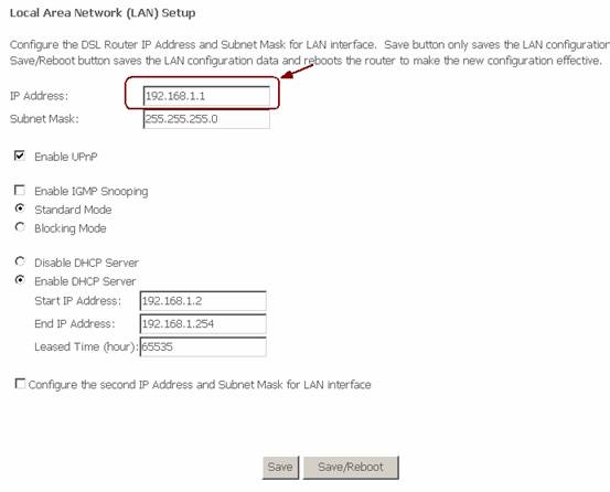 How change the LAN IP address of TP-Link DSL router