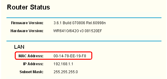 current modem mac address lookup