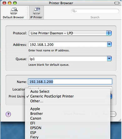 select gutenprint driver for mac os printer