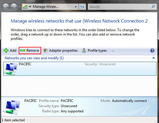 Selecting a wireless network connection method