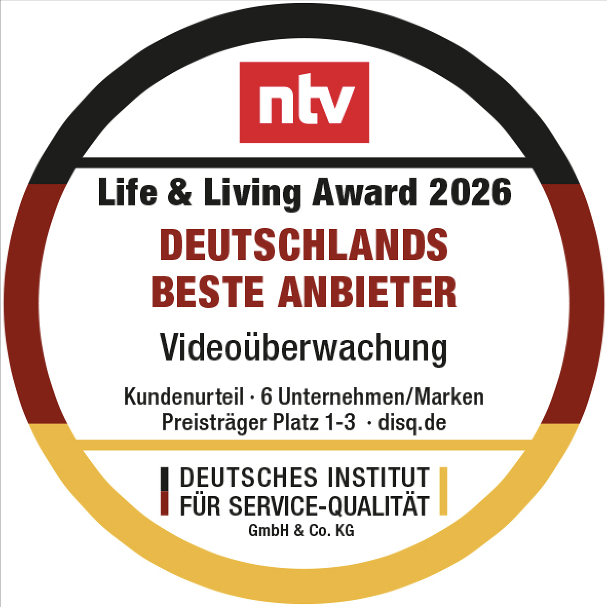 Life & Living Award 2026 DEUTSCHLANDS BESTE ANBIETER Videoüberwachung