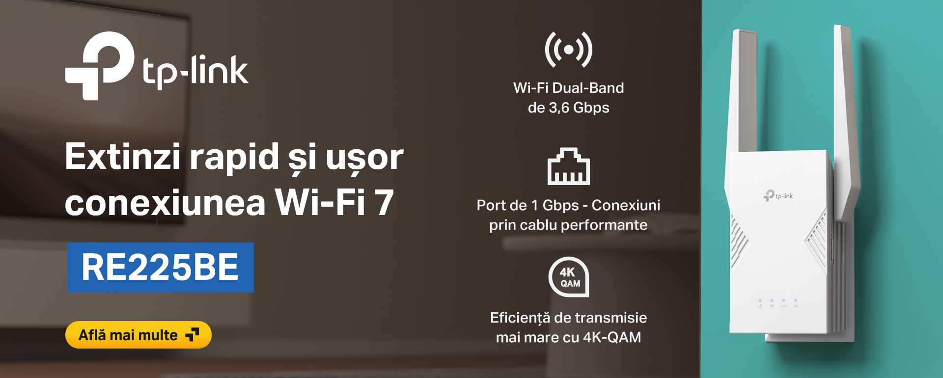 RE225BE -  Range Extender Wi-Fi 7 Dual-Band BE3600