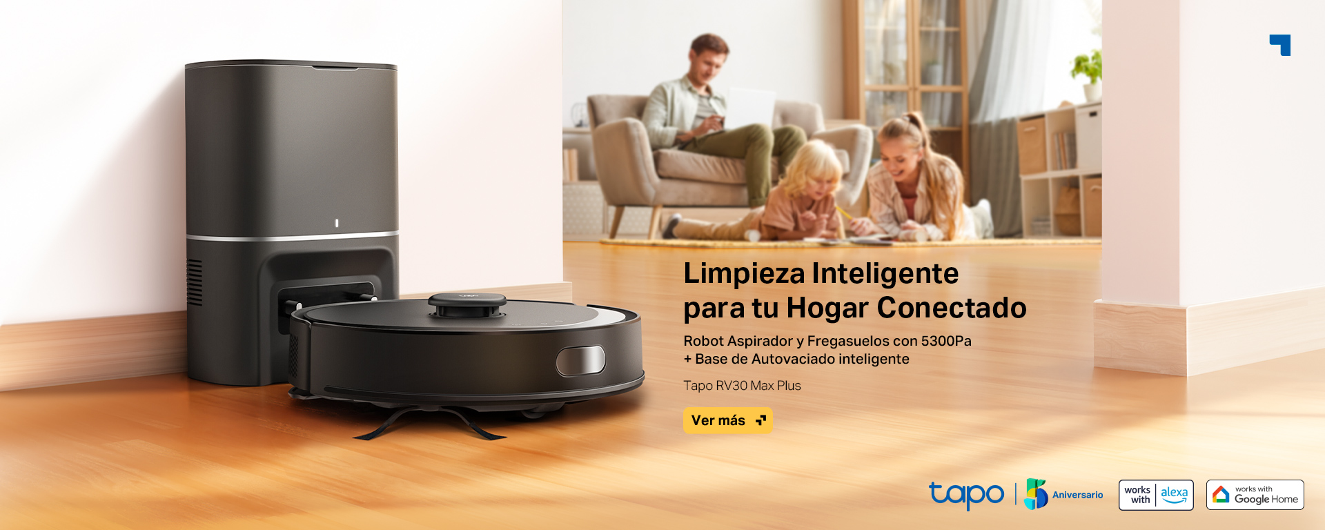 Nuevo Tapo RV30 Max Plus - Robot Aspirador y Friegasuelos con 5300Pa + Base de Autovaciado Inteligente