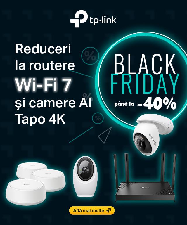 Conectivitate inteligentă cu Wi-Fi 7 și camere AI Tapo 4K 8MP: TP-Link oferă până la 40% reducere de Black Friday