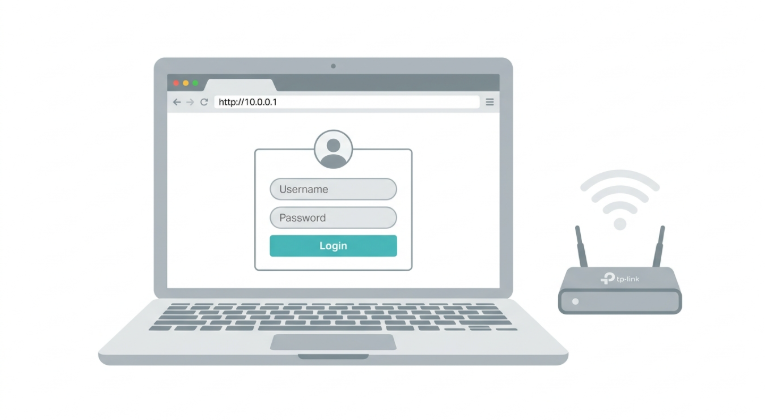10.0.0.1 Piso WiFi admin login page on laptop browser - TP-Link router admin access guide Philippines