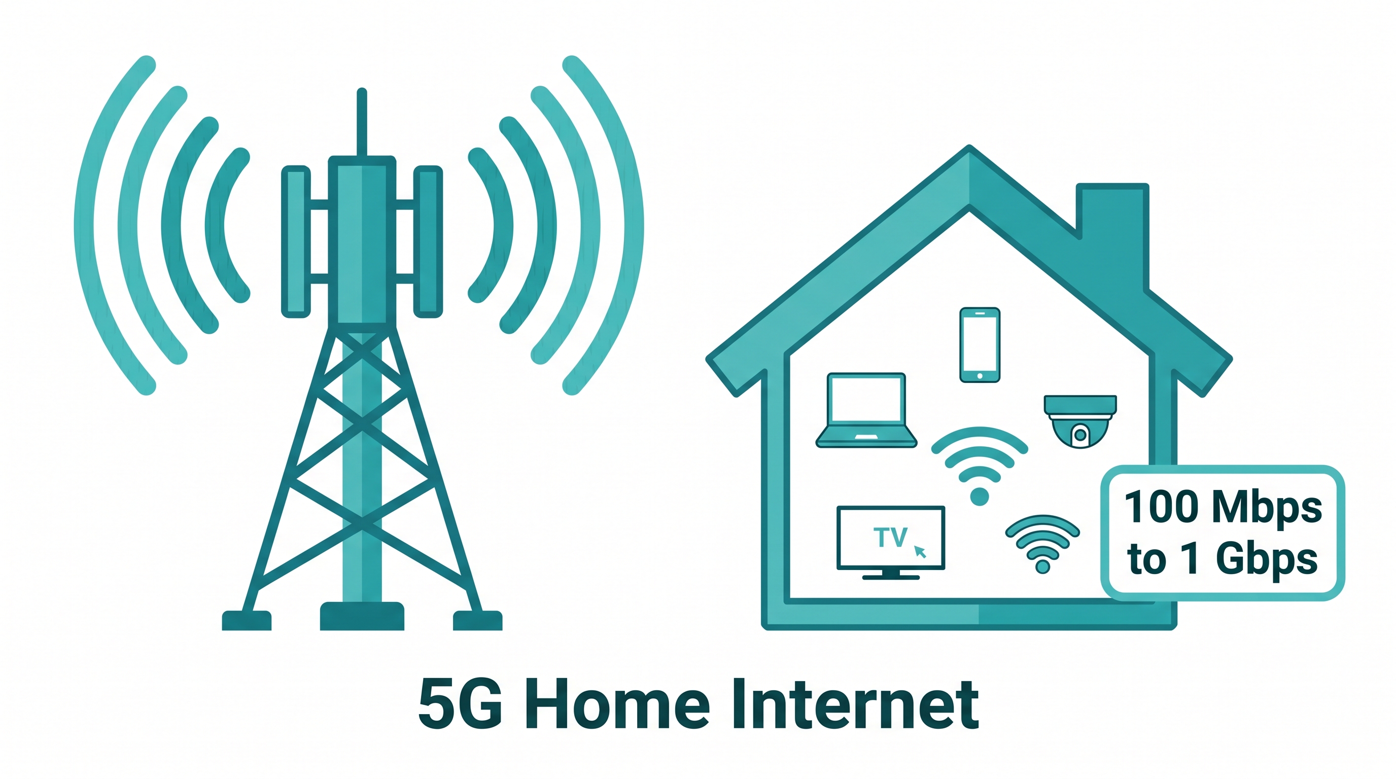How fast is 5G home internet in the Philippines - 5G tower connecting to a home with streaming, gaming, and smart devices