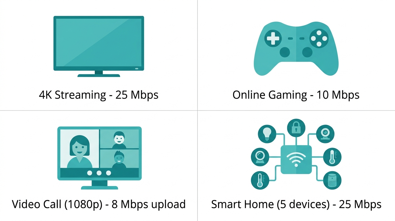 Bandwidth requirements by activity for Philippine households - streaming, gaming, video calls, and smart home devices