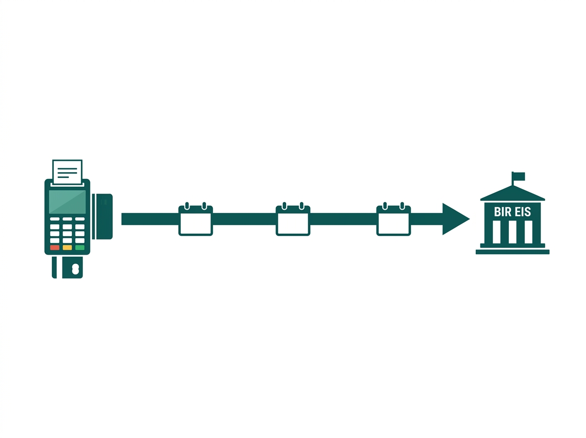 Flat diagram showing the three calendar-day transmission window for BIR structured e-invoice data