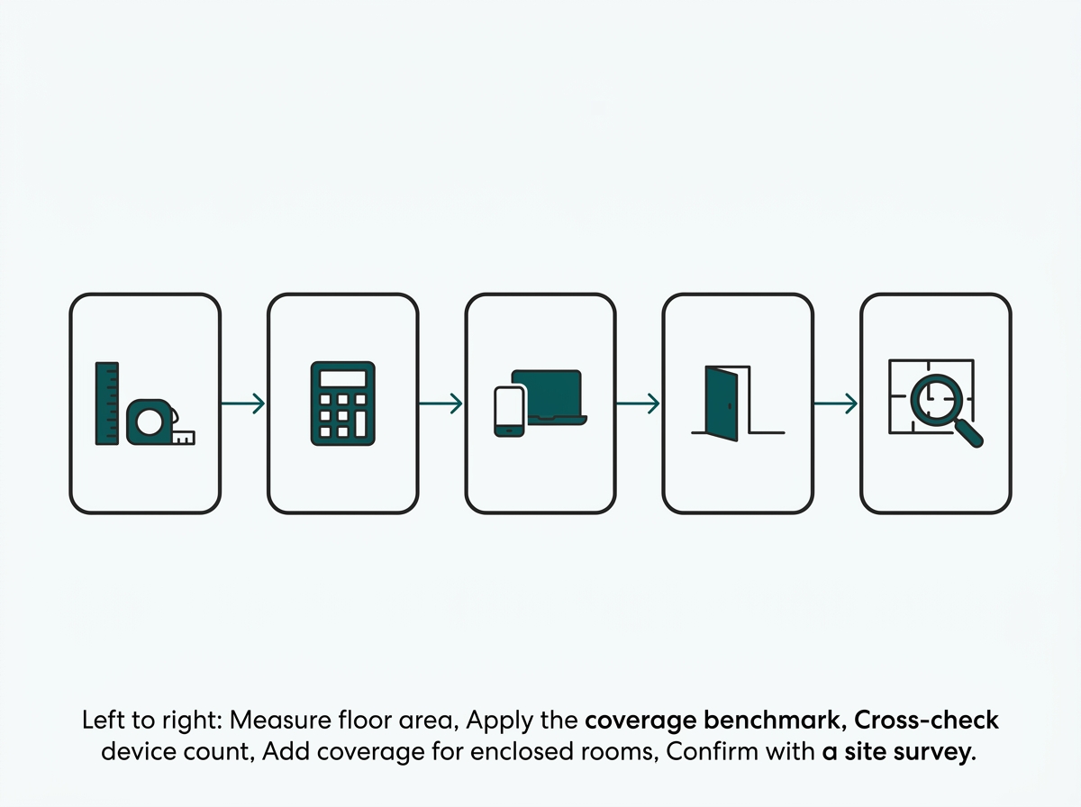 Flat five-step flow diagram for calculating office access point count