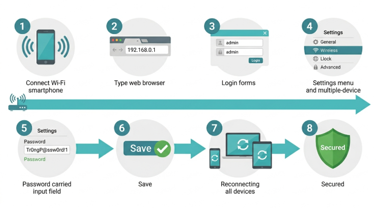 How to change WiFi password step by step - eight-step process from login to reconnecting devices on TP-Link router