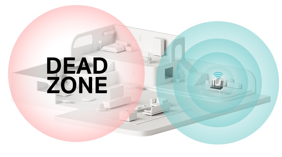 Diagram showing WiFi dead zone in a Philippine home — how a TP-Link WiFi extender eliminates signal gaps in 2026