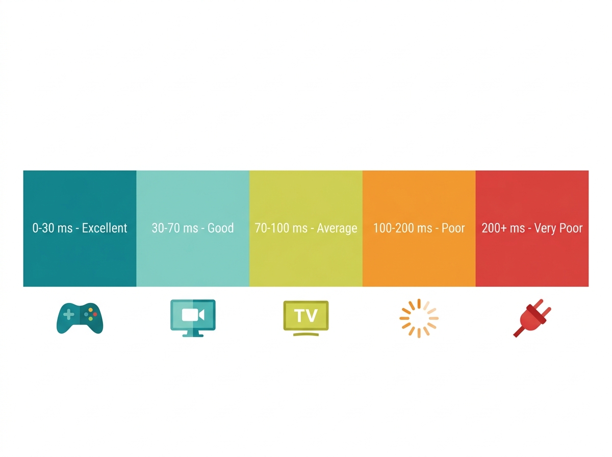 Internet latency ranges: what is a good ping in milliseconds - color-coded guide from excellent to very poor