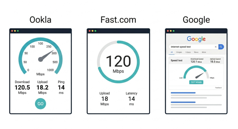 Ookla Speedtest vs Fast.com vs Google Speed Test - comparison of the three best internet speed test tools for the Philippines