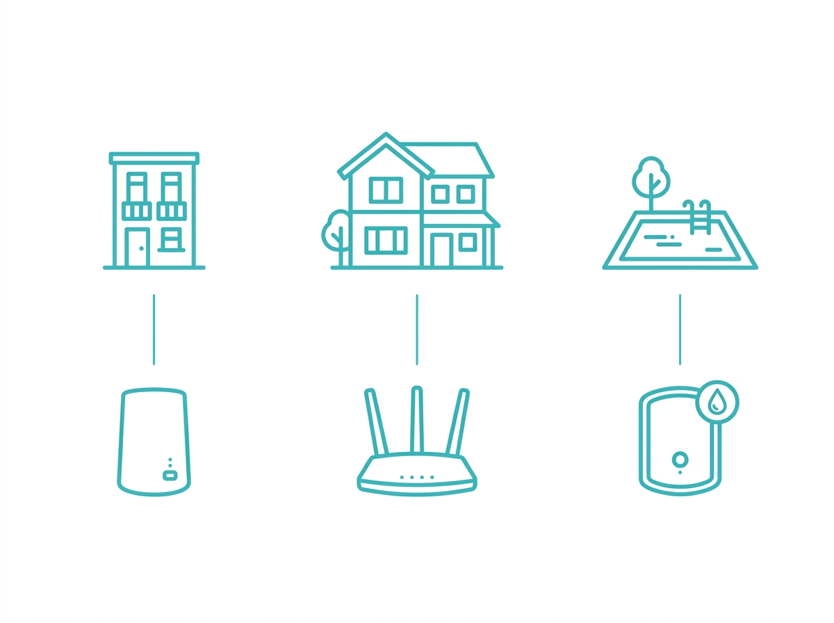 Illustration matching different Philippine home and property types to the right mesh WiFi system