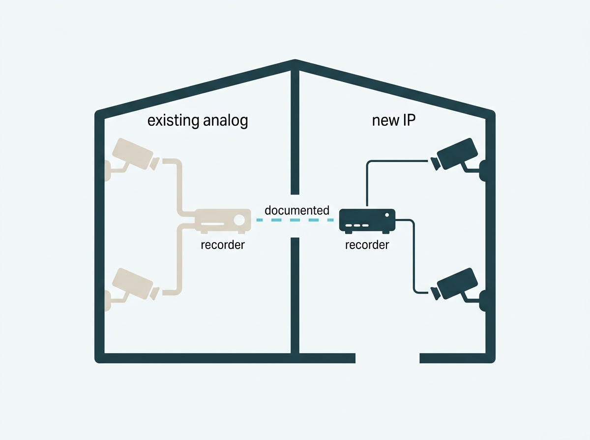 An analog area and an IP area running alongside each other during a phased upgrade