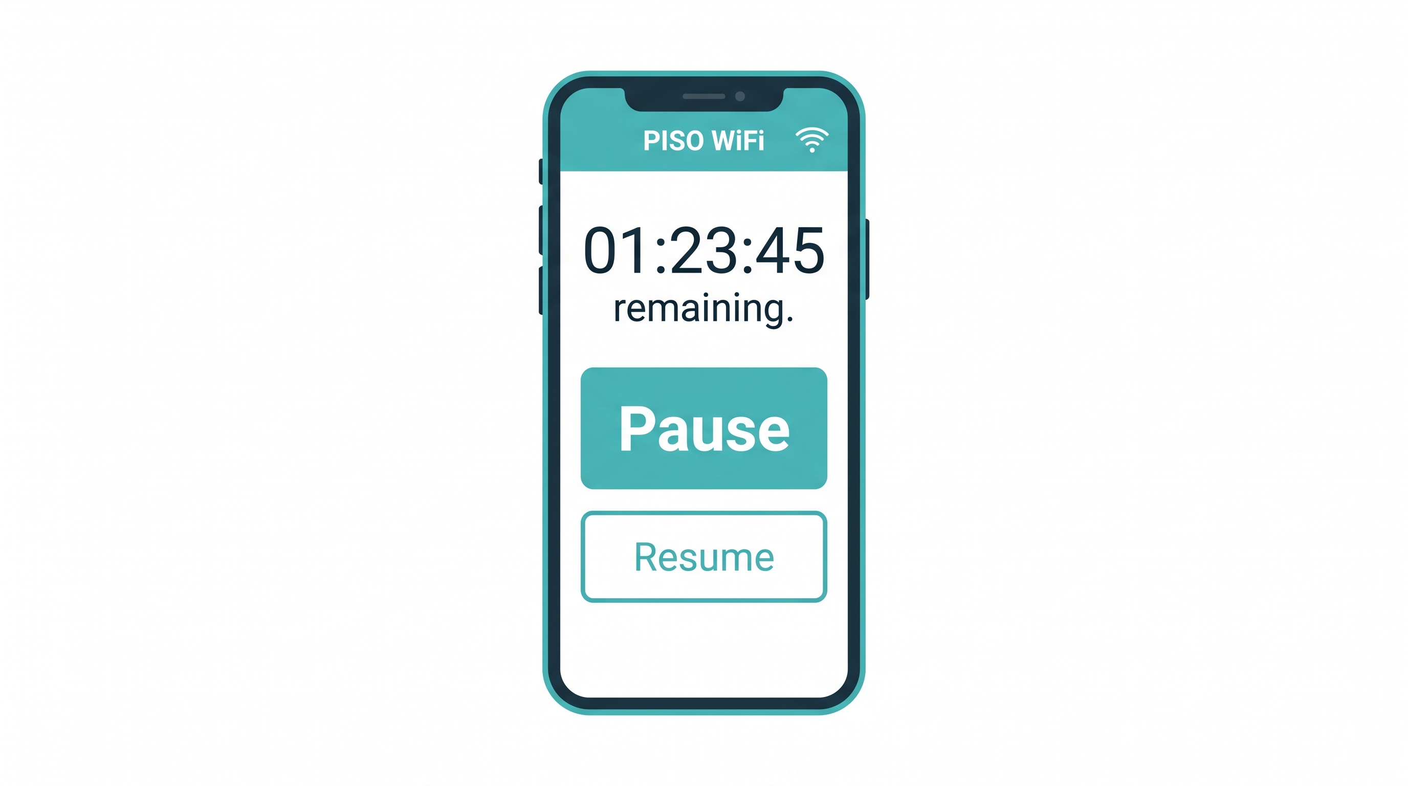 Piso WiFi pause time - smartphone showing captive portal with pause and resume session buttons