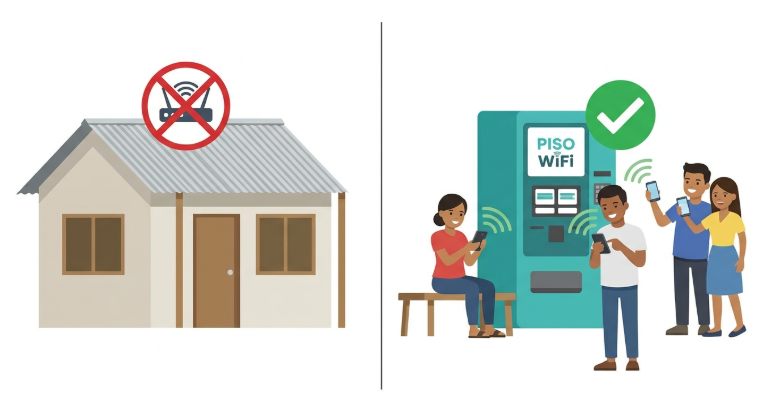 Piso WiFi business model illustration - bridging the broadband gap in Philippine communities
