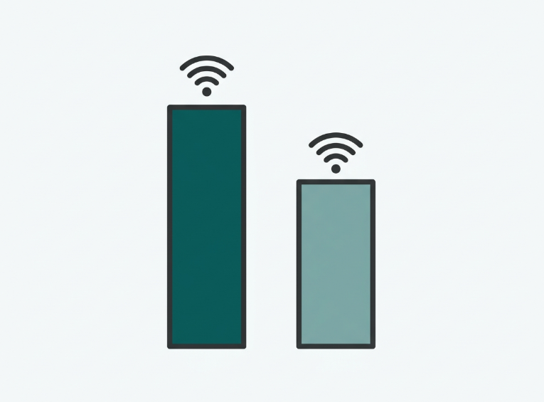 Flat illustration comparing a strong signal bar for one Philippine region against a weaker signal bar for another