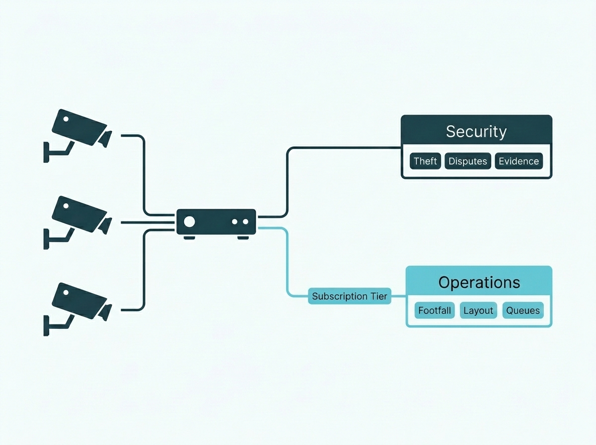 One set of store cameras feeding both a security use and an operations use
