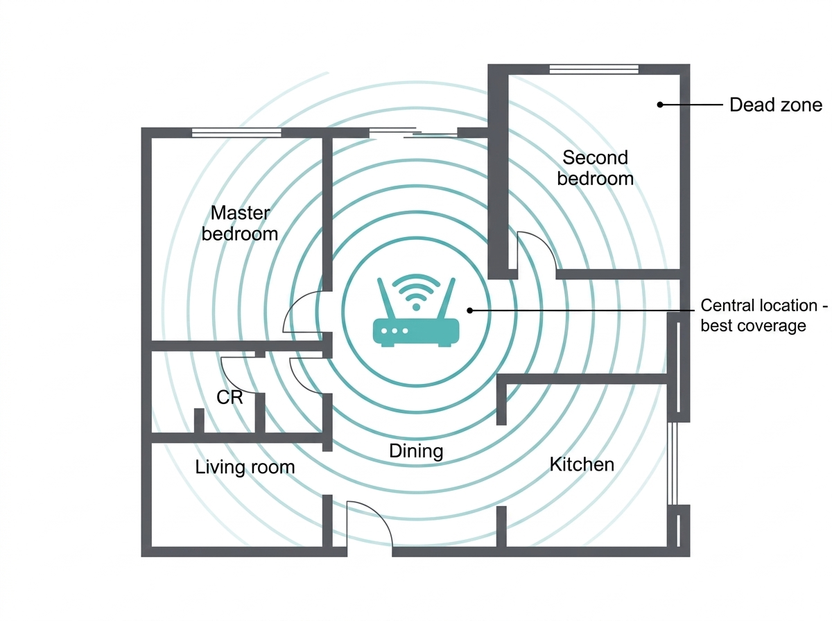 Optimal router placement in a Philippine apartment to improve Wi-Fi speed test results