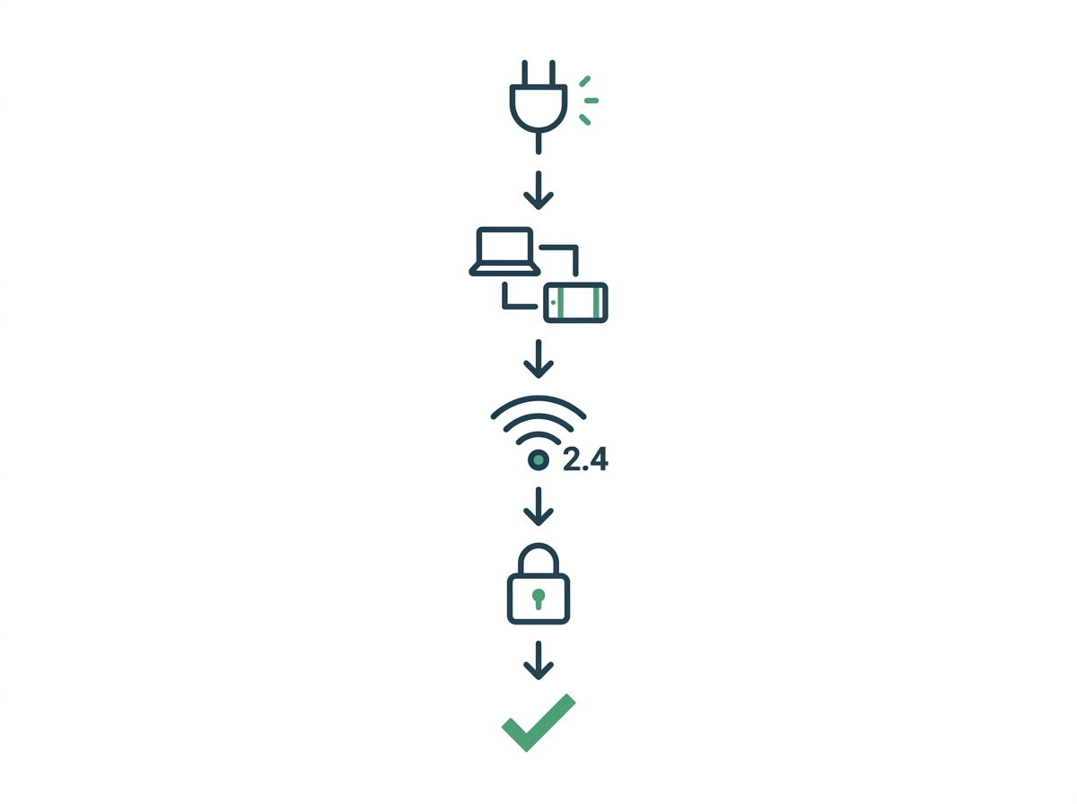 Troubleshooting flow checking power, network, Wi-Fi band, and previous activation when a VIGI camera won't appear