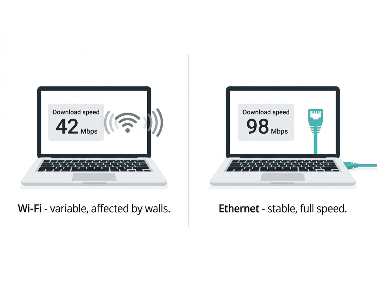 Wi-Fi vs Ethernet download speed comparison for Philippine homes - wired connection delivers faster and more stable downloads
