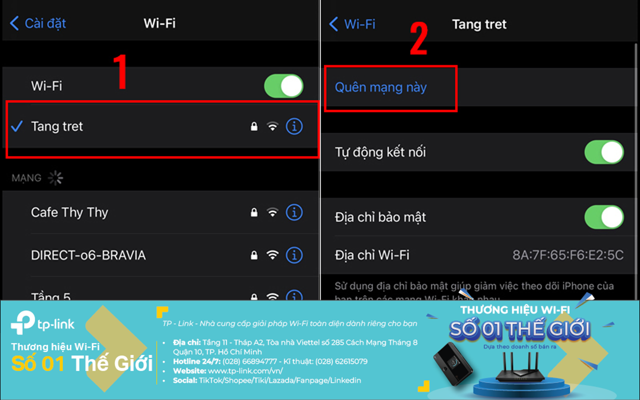 Quên mạng WiFi trên iOS