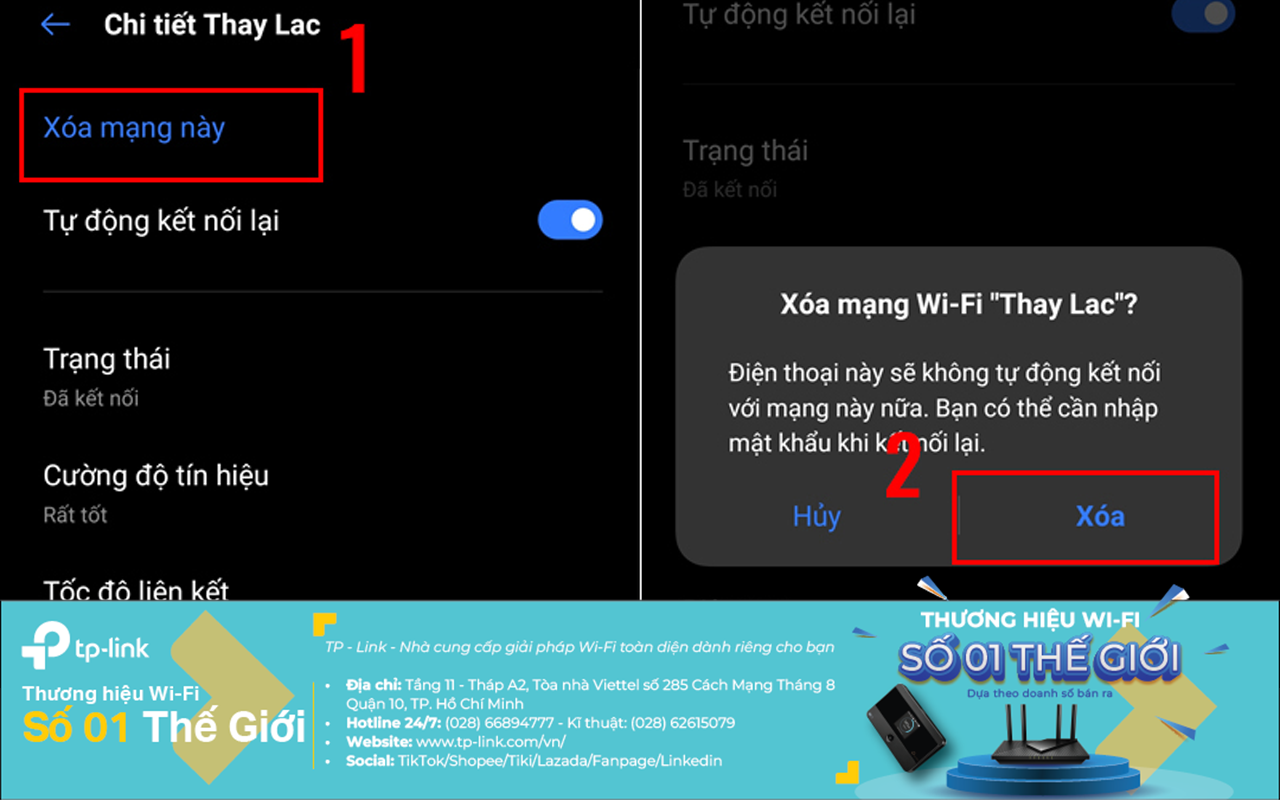 Xóa mạng WiFi trên Android