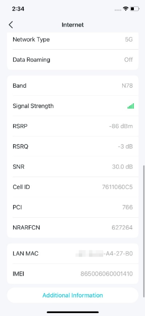 Display the Internet settings.
