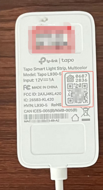 HomeKit code on the back of light strip controller.