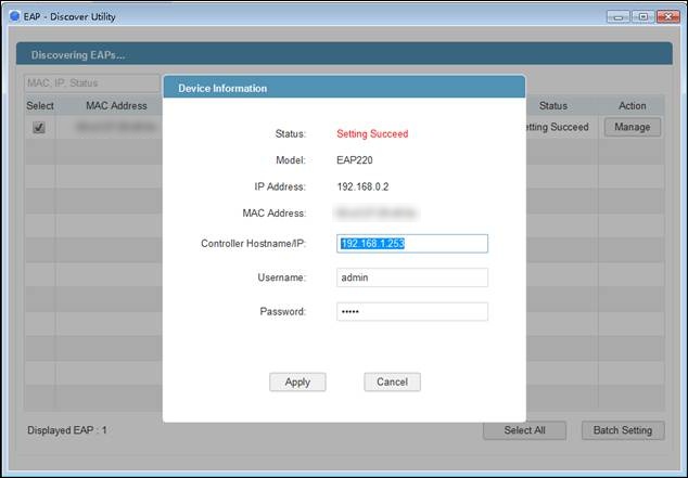 Shows device information settings